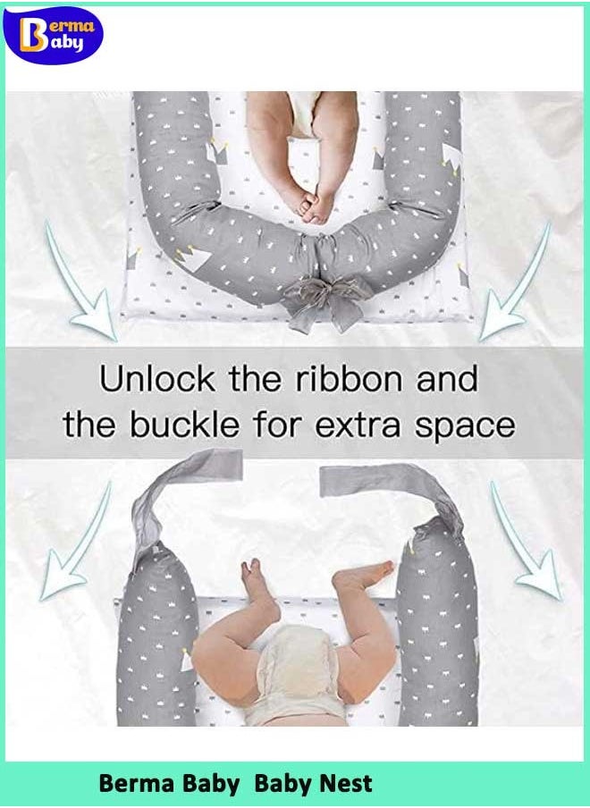 Berma Baby - Baby Nest,  Baby Nest Pod for Newborn, Soft Sleeping Cribs Cuddle Pads with Pillow, 100% Cotton Swaddling Wrap for Newborn & Babies - Image 1