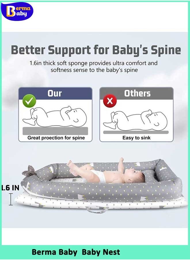 Berma Baby - Baby Nest,  Baby Nest Pod for Newborn, Soft Sleeping Cribs Cuddle Pads with Pillow, 100% Cotton Swaddling Wrap for Newborn & Babies - Image 1