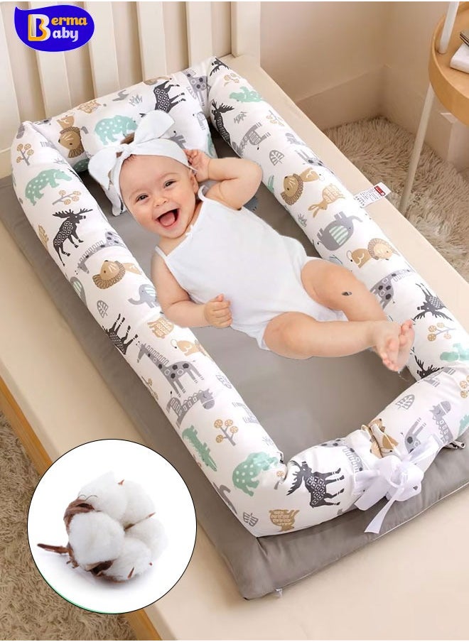 Berma Baby - Baby Nest,  Baby Nest Pod for Newborn, Soft Sleeping Cribs Cuddle Pads with Pillow, 100% Cotton Swaddling Wrap for Newborn & Babies - Image 1