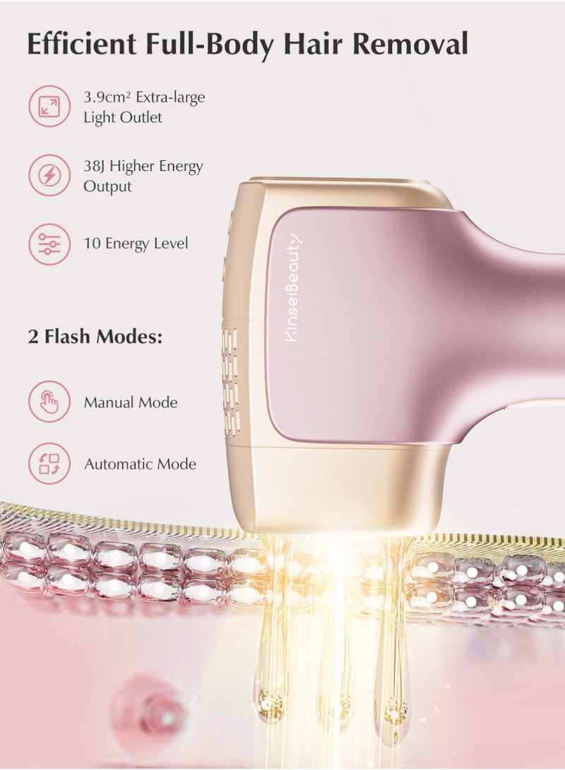 KinseiBeauty T36 999,999 Flashes 10 Energy Levels Laser Hair Removal, 4℃ Ice Cooling Painless IPL Hair Removal Device, 0.5s/Flash, Extra-large 3.9cm² light outlet, Intelligent Skin Tone Recognition Laser Epilator, Laser Hair Removal Device for Whole Body Bikini Face Arm Armpit Back Leg - Image 4