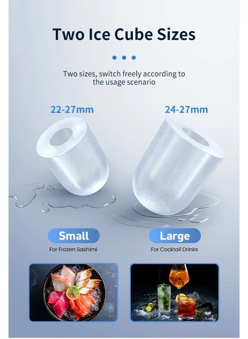 sokany Ice Maker Countertop with Handle, Self-Cleaning Ice Maker with Scoop and Basket, 9 Cubes in 6-9 Mins, Stainless Steel, 12Kg/24H, 1.3L Water Tank, 0.5L Ice Basket Capacity, Portable Small Ice Machine for Home kitchen Office Party, SK-03047 Silver - Image 3