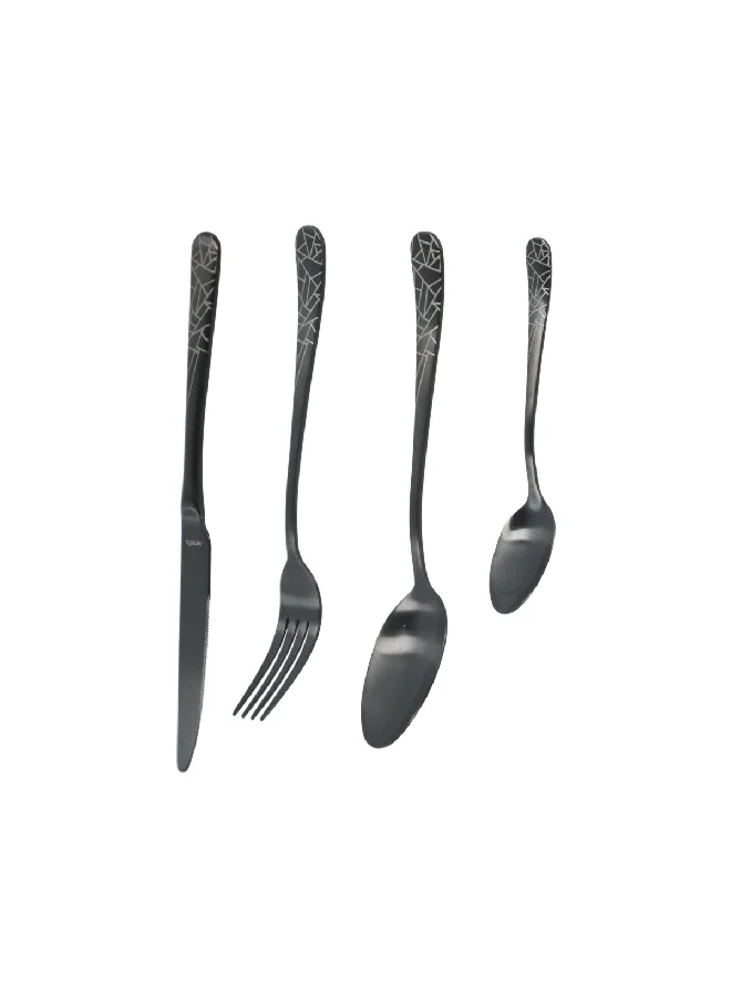 Amefa 16-Piece Sturdy Austin Kitchware Cutlery Set Black
