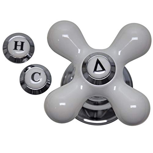 Danco 46004 Cross-Arm Tub/Shower & Sink Faucet Handle, Fits 2-3 Handle Faucets, DOES NOT FIT DELTA & MOEN FAUCETS, Chrome/White Porcelain, 2.25 H (Pack of 1) - Image 1