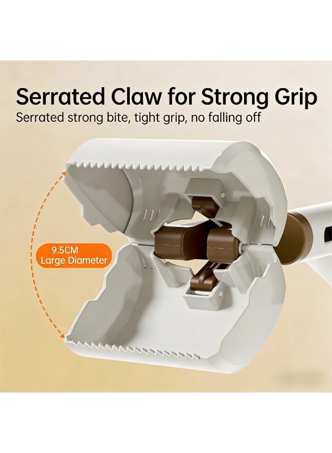 EPET Portable Long Handle Dog Poop Scooper with Integrated Waste Bag Dispenser - Hands-Free Pet Waste Cleanup Tool for Outdoor Grass & Pavement (Khaki & Brown) - Image 5