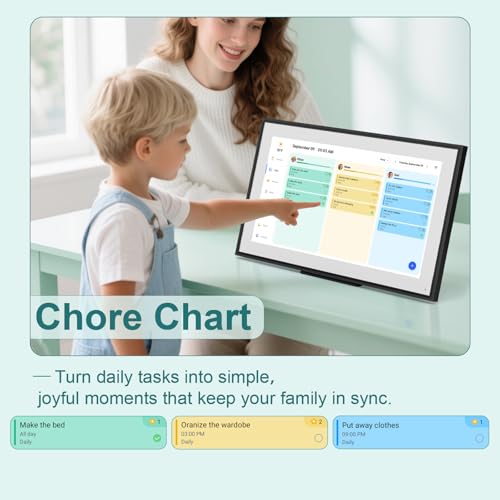 Canupdog 15.6 Inch Digital Calendar Wall Planner 2026-2027 – HD Touchscreen Smart Photo Display for Family Schedules, 32GB Electronic Calendar Chore Chart + To-do List, Gifts for Women Mom - Image 4