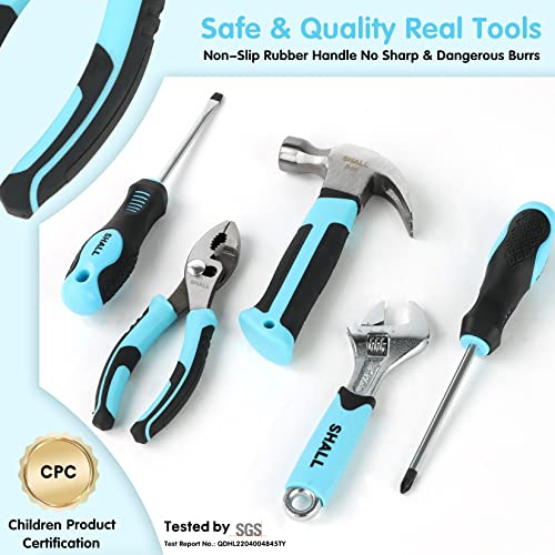 SHALL 26-Piece Kids Size Tool Set, Real Tools Kit for Kids with 12" Tool Bag, Safety Certified Children Learning Tool Set with Hand Tools for Boys & Girls Age 6+, DIY Building, Woodwork & Construction - Image 2