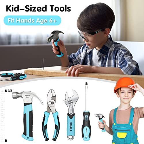 SHALL 26-Piece Kids Size Tool Set, Real Tools Kit for Kids with 12" Tool Bag, Safety Certified Children Learning Tool Set with Hand Tools for Boys & Girls Age 6+, DIY Building, Woodwork & Construction - Image 3