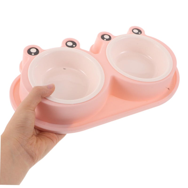 Frog Shaped Double Bowl Pet Food and Water Set for Kittens Small Dogs Plastic Non Slip Base - Image 5