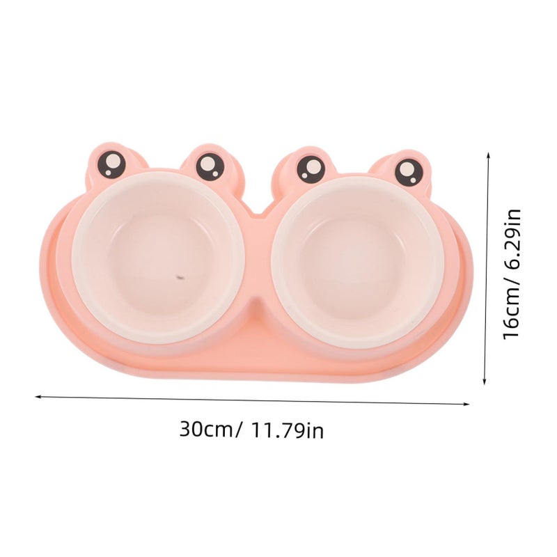 Frog Shaped Double Bowl Pet Food and Water Set for Kittens Small Dogs Plastic Non Slip Base - Image 3