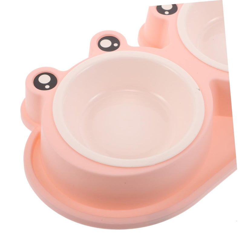 Frog Shaped Double Bowl Pet Food and Water Set for Kittens Small Dogs Plastic Non Slip Base - Image 4