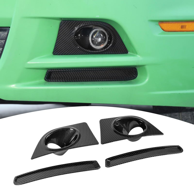 PDKLIN for Mustang Front Bumper Fog Light Cover Trim Carbon Fiber for Ford Mustang 20102014 Carbon Fiber Exterior Accessories 4pcs