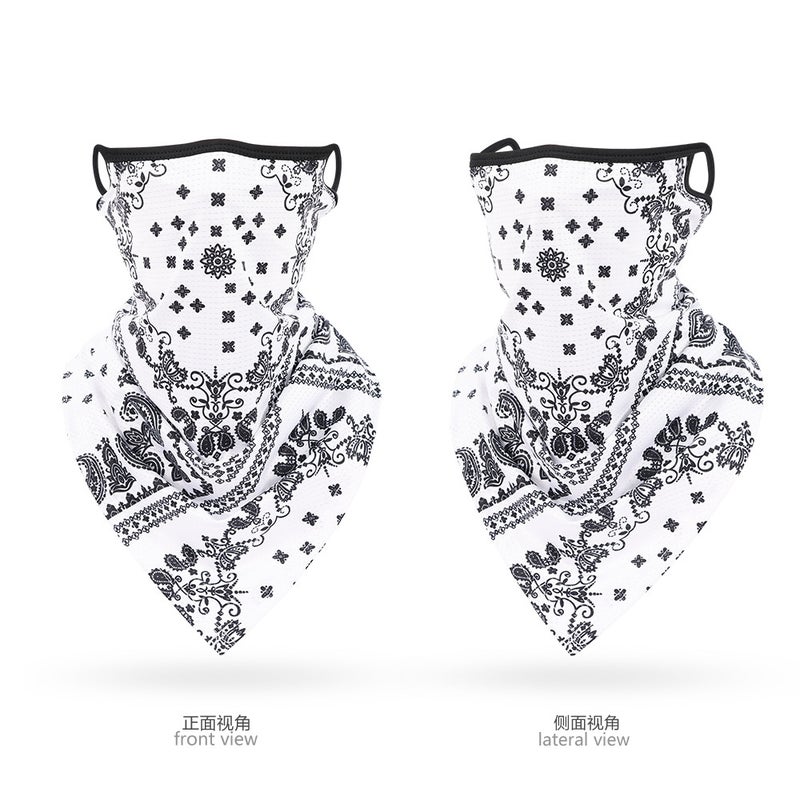 Generic Ice Silk Mesh Triangle Bandana Breathable Cycling UV Protection Unisex Outdoor Neck Gaiter Variable white cashew flower large V