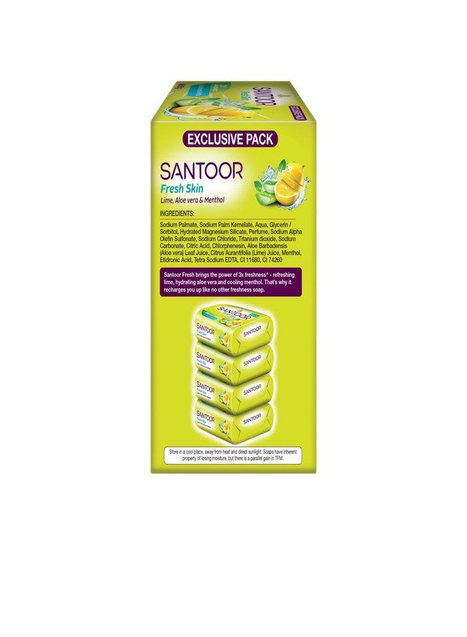 سانتور صابون سانتور فريش سكين للاستحمام بالليمون والصبار والمنثول | استمتع بانتعاش يفوق الوصف بثلاثة أضعاف | مناسب لجميع أنواع البشرة | 150 غرام، عبوة من 4 قطع - Image 4