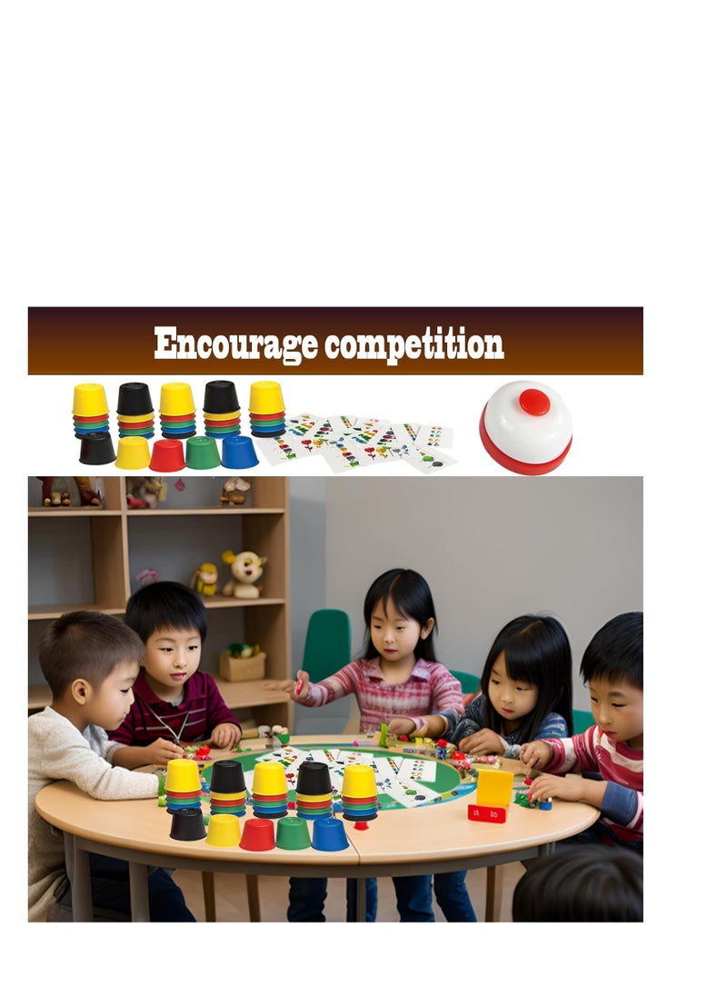 Spin Master Games - Kids Quick Cup Game Classic Cup Game with 24 Photo Cards 20 Cup Bell and Fun Interactive Game Instructions for Parents and Children to Improve Hand and Eye Movement Coordination and Color Learning - Image 1