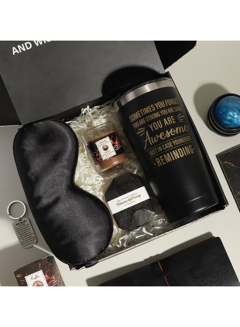 Gift Baskets for Men - Birthday Gift Box Set Contains 12 Items Inspirational Gifts Relaxing Spa Treatment Packages for Men Friendship Friend Gifts for Men - Image 1