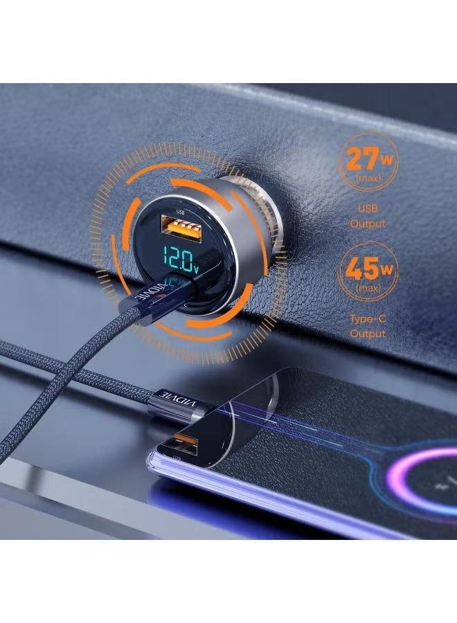 فيدفي شاحن سيارة شاحن سريع صغير بقوة 72 واط من فيدفي مرفق معه كابل تايب سي الي لايتنج - Image 3