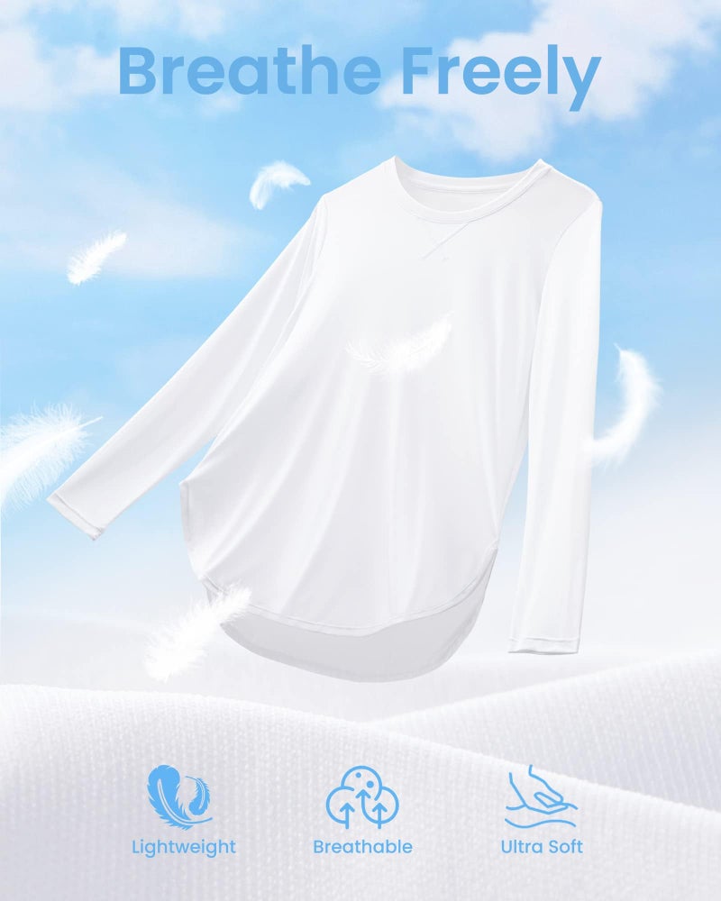 G4Free Women's UPF 50+ UV Sun Protection Long Sleeve Shirt Running Hiking Athletic T-Shirt Lightweight Quick Dry(White,S) - Image 3