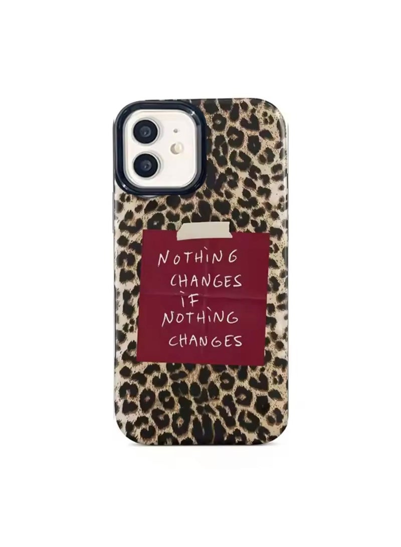 iPhone 17 Pro Max Luxury Nothing Changes English Letter Leopard Print Phone Case