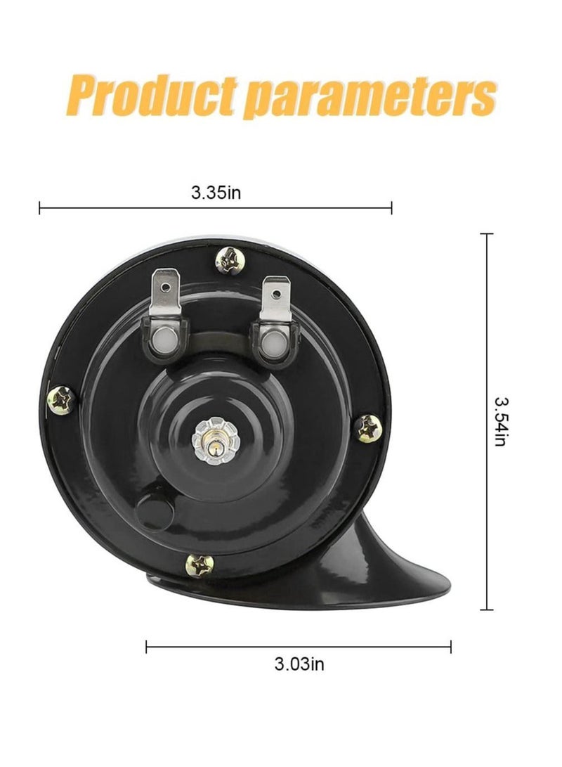 2PCS Super Loud Train Horns, Car Air Electric Snail Double Horn, 12V Waterproof Air Horns Replacement Kit, Automotive Accessories Universal for Car, Motorcycle, Truck, Bike, Boat (Black)