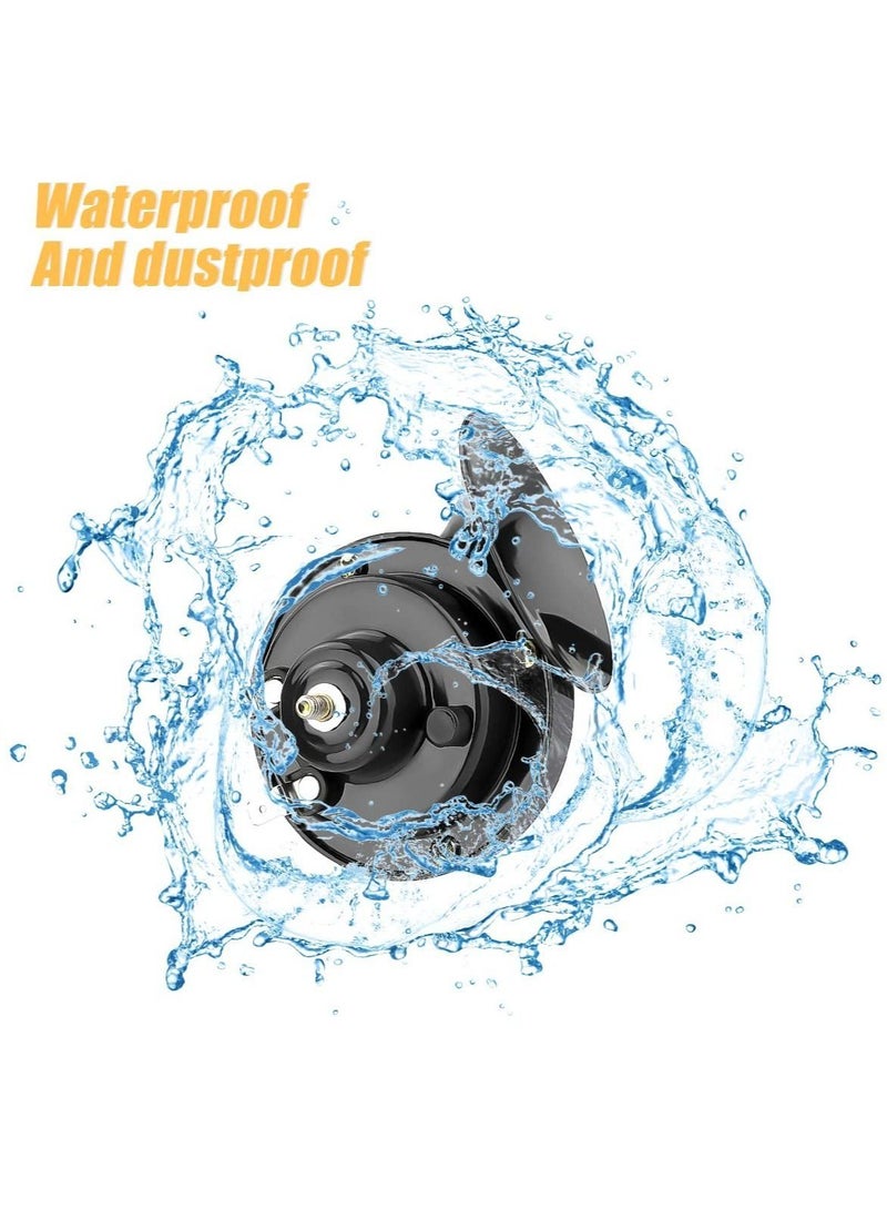 2PCS Super Loud Train Horns, Car Air Electric Snail Double Horn, 12V Waterproof Air Horns Replacement Kit, Automotive Accessories Universal for Car, Motorcycle, Truck, Bike, Boat (Black)