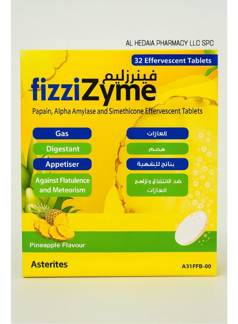 Fizzizyme Effervescent Tablets 32 S (Pineapple Flavour) - Image 1