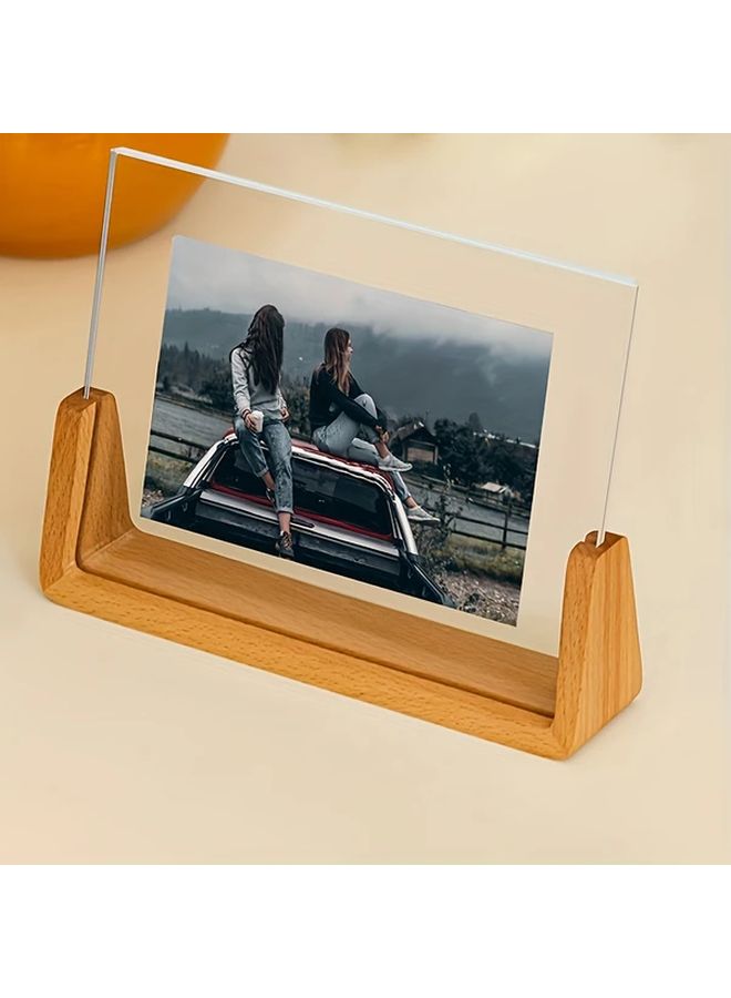 Classic Solid Wood Acrylic Photo Frame For 6 Inch Pictures Tabletop Display Home Decor - Image 1