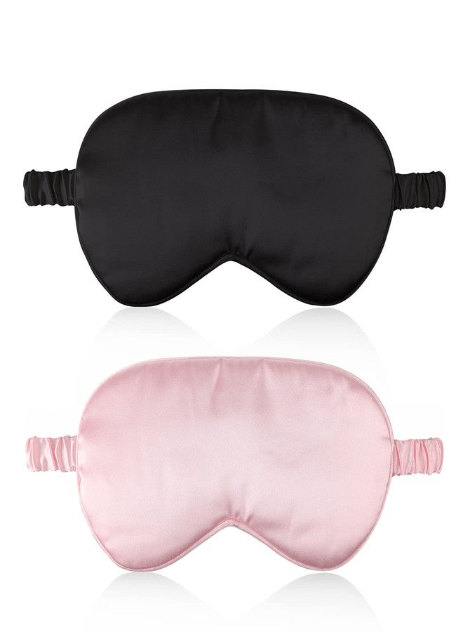 KILOW Sleep Mask, Super Soft Silk Eye Mask Cover for Sleeping, Eye Mask with Elastic Strap, Comfortable Night Sleeping Mask for Women Men (2 Pack - Image 1