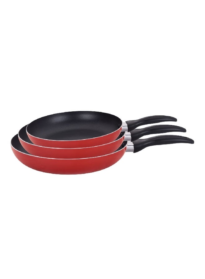 PARFAIT 3-Piece Durable Non-Stick Aluminium Frying Pan Set Red and Black 28.6 x 11 x 15 cm HX-5003-3-R - Image 2