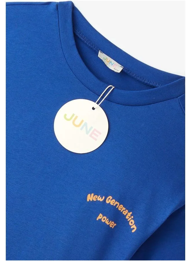 جون June Boy Slogan Short Set Saxe