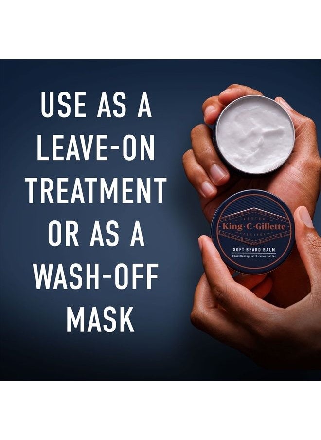 King C. Gillette - Soft Beard Balm, Deep Conditioning with Cocoa Butter, Argan Oil and Shea Butter - Image 1