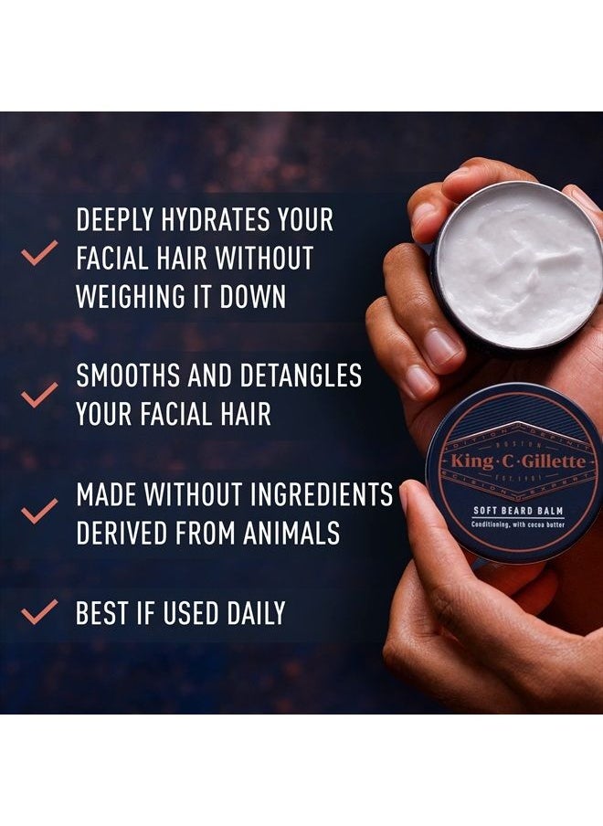 King C. Gillette - Soft Beard Balm, Deep Conditioning with Cocoa Butter, Argan Oil and Shea Butter - Image 1