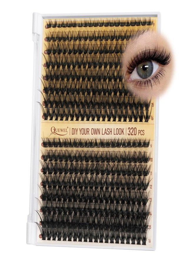 QUEWEL Lash Clusters 320Pcs Cluster Lashes 35D+45D D Curl Lash Cluster Eyelash Extensions Mix9-16mm Individual Eyelashes Clusters Wispy Lash Clusters Thin Band Soft to Use at Home(35D+45D D Mix9-16) - Image 1