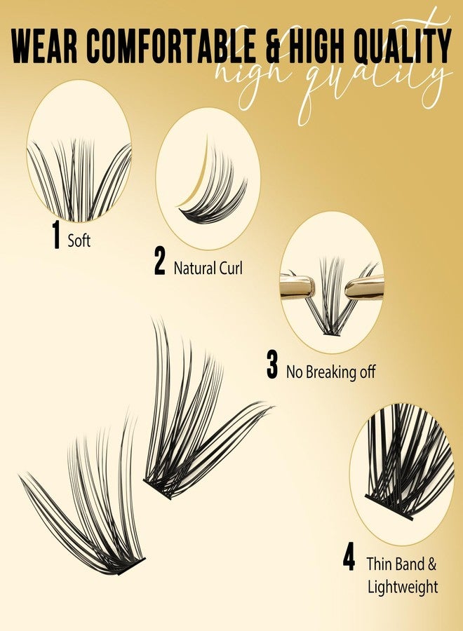 QUEWEL Lash Clusters 320Pcs Cluster Lashes 35D+45D D Curl Lash Cluster Eyelash Extensions Mix9-16mm Individual Eyelashes Clusters Wispy Lash Clusters Thin Band Soft to Use at Home(35D+45D D Mix9-16) - Image 3