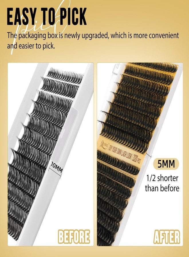 QUEWEL Lash Clusters 320Pcs Cluster Lashes 35D+45D D Curl Lash Cluster Eyelash Extensions Mix9-16mm Individual Eyelashes Clusters Wispy Lash Clusters Thin Band Soft to Use at Home(35D+45D D Mix9-16) - Image 2