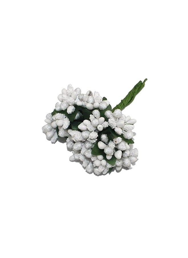 TIED RIBBONS Plastic Artificial Pollen Flowers For Craft Hair Accessories Tiara Headband Jewelry Making Garden Wedding Decoration Items For Home Decor (White, 12 Bunch Of 144 Pollen Each) - pzsku/ZE8748577ED082B285B44Z/45/_/1736571331/33de09f0-39c8-44b3-b112-bed9bfba683c