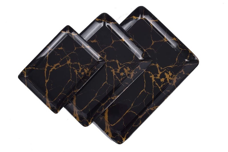 Urmila Plastic Rectangular Acrylic Serving Trays - Set of 3 (Black_Brown) - Image 1