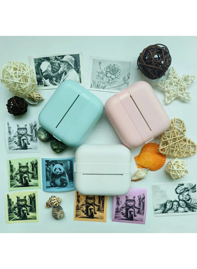 اراباش مجموعة طابعة صغيرة لاسلكية - صانع ملصقات حرارية محمول، 203 نقطة في البوصة، مثالية للملاحظات والمجلات وإيصالات العمل والحرف اليدوية، تعمل بمنفذ USB/البطارية، مجموعة هدايا مثالية مع 12 لفة - Image 5