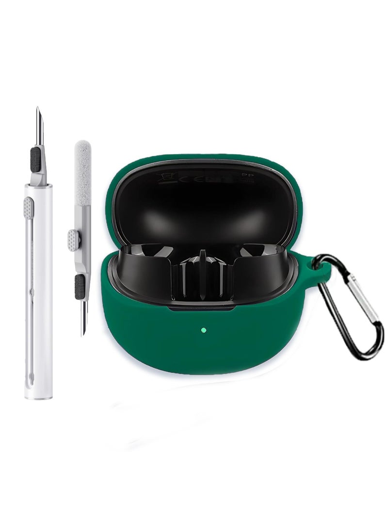 QIRG Case for QCY MeloBuds Pro HT08A Aadptive Hybrid Active Noise Cancelling Earbuds, Soft Silicone Protective Portable Scratch Shock Resistant Hard Shell with Cleaner Kit &Hook-Green - Image 1