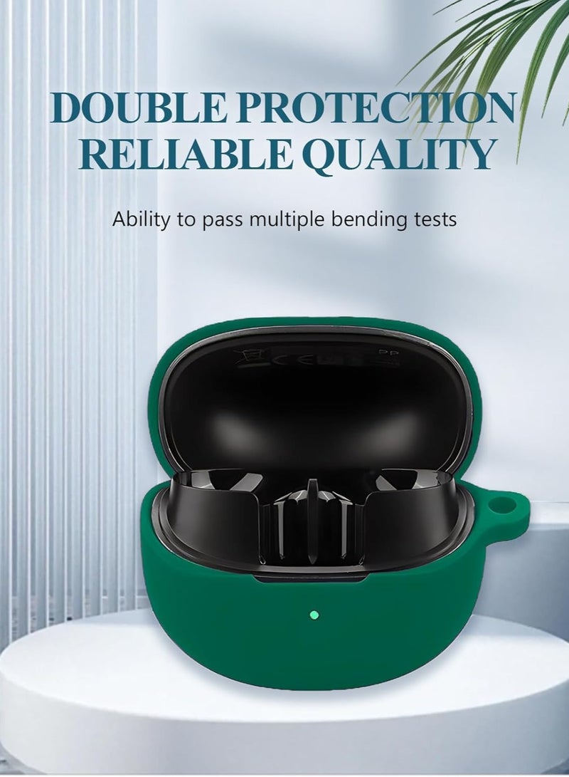 QIRG Case for QCY MeloBuds Pro HT08A Aadptive Hybrid Active Noise Cancelling Earbuds, Soft Silicone Protective Portable Scratch Shock Resistant Hard Shell with Cleaner Kit &Hook-Green - Image 3