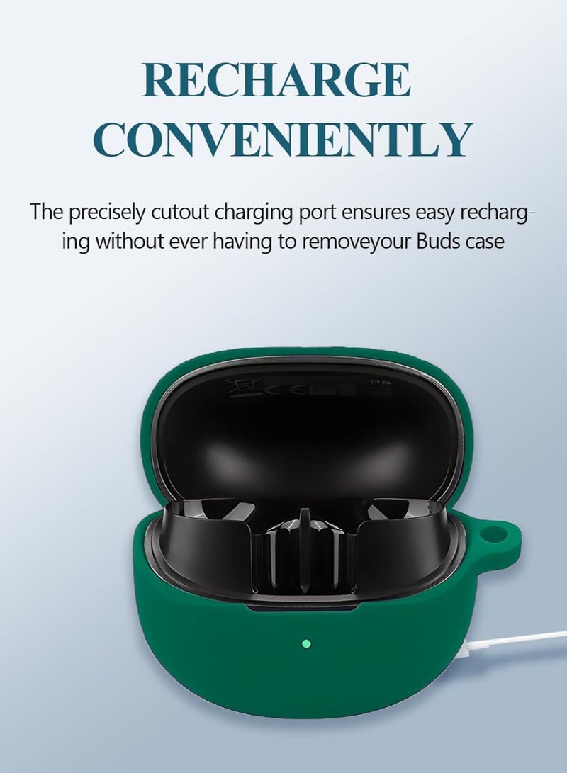 QIRG Case for QCY MeloBuds Pro HT08A Aadptive Hybrid Active Noise Cancelling Earbuds, Soft Silicone Protective Portable Scratch Shock Resistant Hard Shell with Cleaner Kit &Hook-Green - Image 4