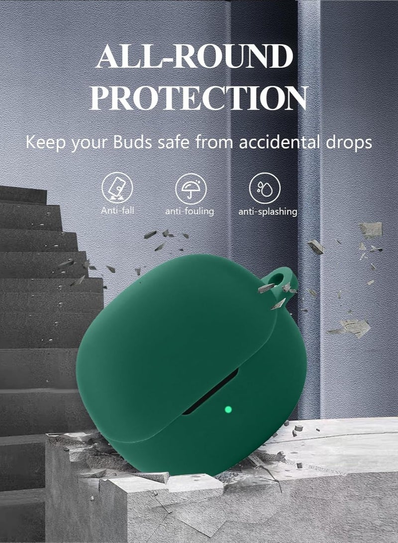 QIRG Case for QCY MeloBuds Pro HT08A Aadptive Hybrid Active Noise Cancelling Earbuds, Soft Silicone Protective Portable Scratch Shock Resistant Hard Shell with Cleaner Kit &Hook-Green - Image 5