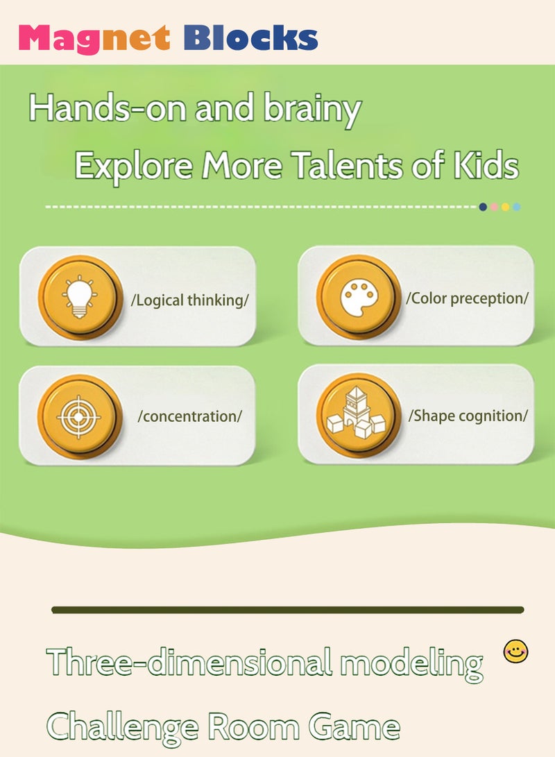 DEZHI 34 PCS Magnetic Blocks, Colored Window Tiles, Architecture + Rocket Scenes, 3D Building Block Set, A Puzzle Toy Suitable for Children, Featuring Upgraded Creativity, Imagination, and Inspiration with Strong Magnets. - Image 4