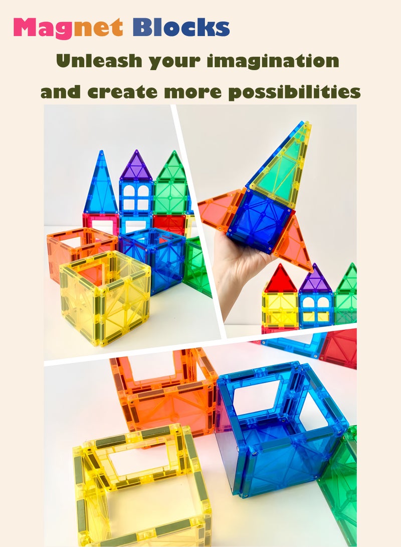 DEZHI 34 PCS Magnetic Blocks, Colored Window Tiles, Architecture + Rocket Scenes, 3D Building Block Set, A Puzzle Toy Suitable for Children, Featuring Upgraded Creativity, Imagination, and Inspiration with Strong Magnets. - Image 2