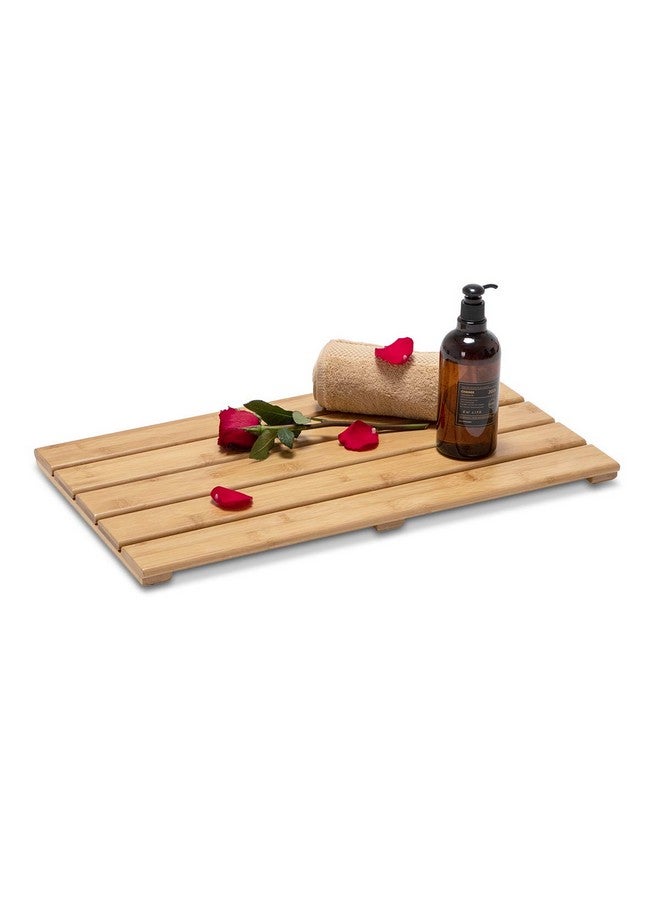 GOBAM GOBAM Bamboo Bath Mat, Medium, 22.8 x 13 x 1.3 inches - Non-Slip Floor Mat for Bathroom, Spa, Sauna, Kitchen, Indoor & Outdoor Spaces, Shower Mat for Bathroom Decor - Natural  - Image 1