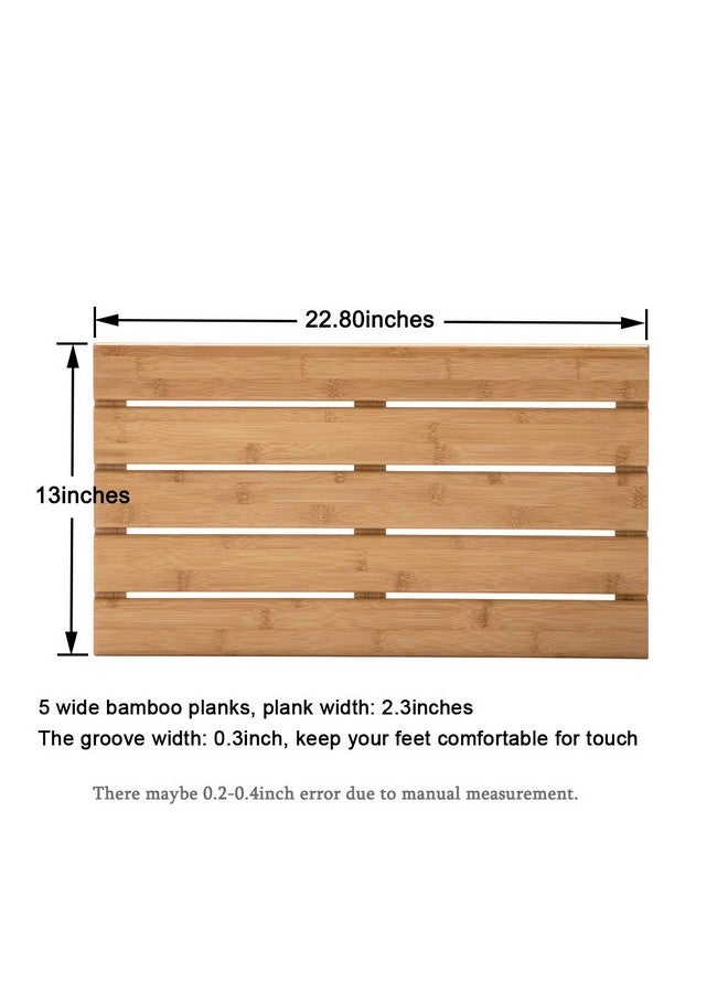 GOBAM GOBAM Bamboo Bath Mat, Medium, 22.8 x 13 x 1.3 inches - Non-Slip Floor Mat for Bathroom, Spa, Sauna, Kitchen, Indoor & Outdoor Spaces, Shower Mat for Bathroom Decor - Natural  - Image 2