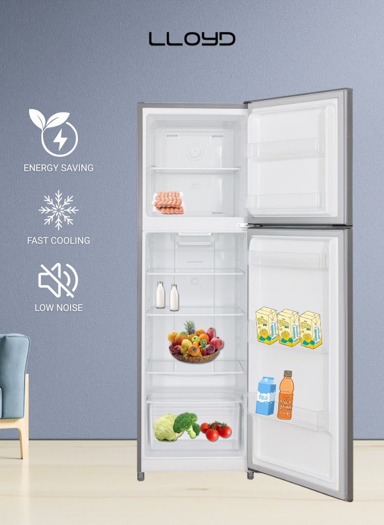 Lloyd 334 L Top Mount Refrigerator, Model GOFF364HWST1HC – Energy-Efficient Inverter Compressor, No-Frost Cooling Technology, Sleek Inox Finish, Multi-Air Flow System, Adjustable Glass Shelves, LED Lighting – Ideal for Homes & Offices - Image 3