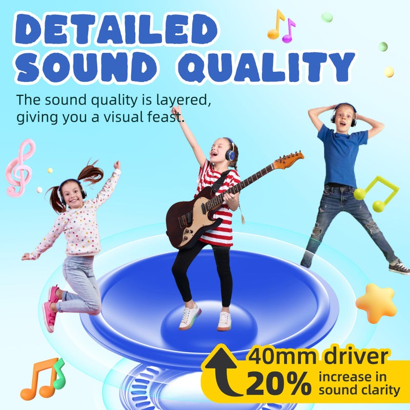 PROHEAR 010 Pro Active Noise Cancelling Headphones for Kids â€“ Bluetooth, 85dB Safe Volume, 80H Playtime, Hi-Fi Over-Ear Wireless Headphones with Mic for iPad, Tablet, Travel â€“ Blue - Image 3