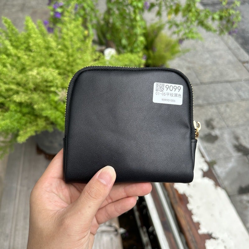 Cosmetic Bag Shell Zipper Cosmetics Bag Plain Oil Wax Leather Zipper Card Holder First Layer Cowhide Jewelry Bracelet Cosmetics Bag - Image 4