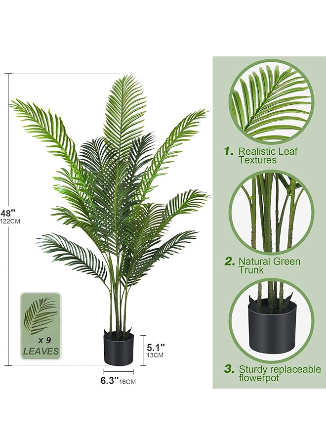 erorex Artificial Tree Fake Plants 120Cm Areca Palm Fake Trees Faux Plants Indoor Realistic Plants For Office Home Room Store Decor - Image 3