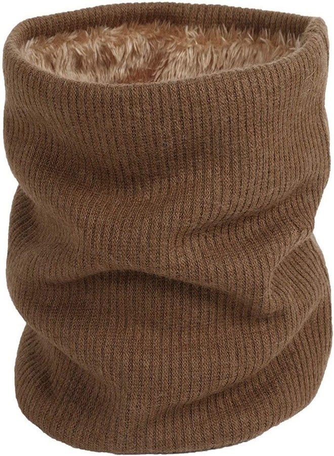 VINSON Unisex Double-Layer Soft Fleece Lined Thick Knit Neck Warmer Circle Scarf Windproof (Brown) - Image 1